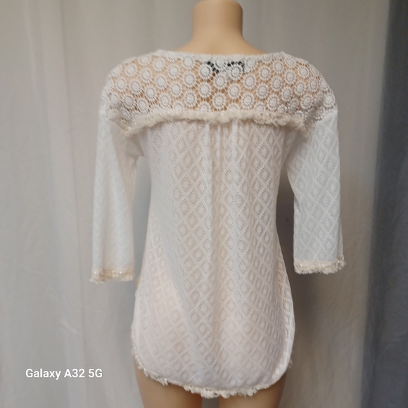 Curio New York Size Pm Elegant White Lace Blouse - Picture 6 of 11